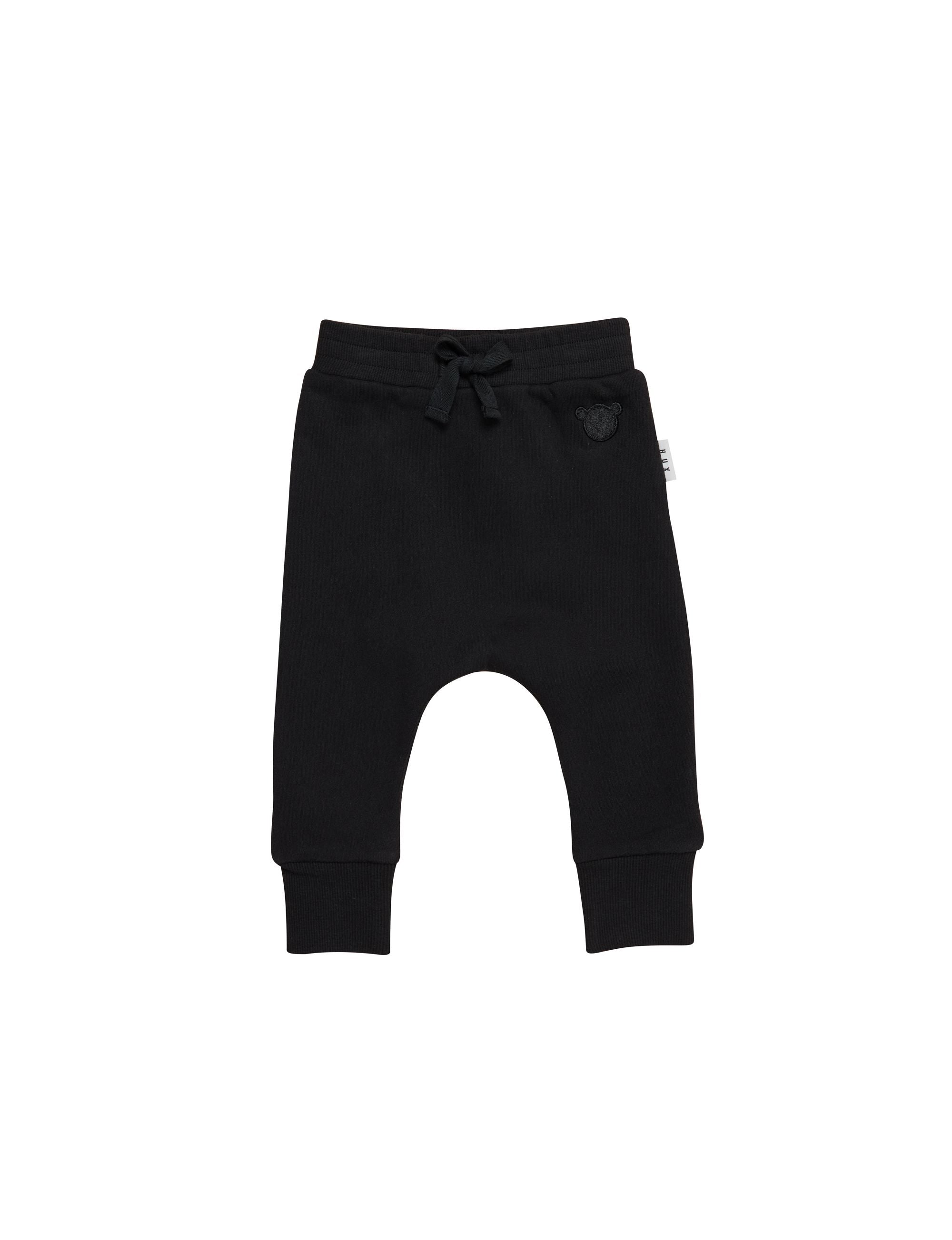 Huxbaby Boys Pants Black Fleece Drop Crotch Pant
