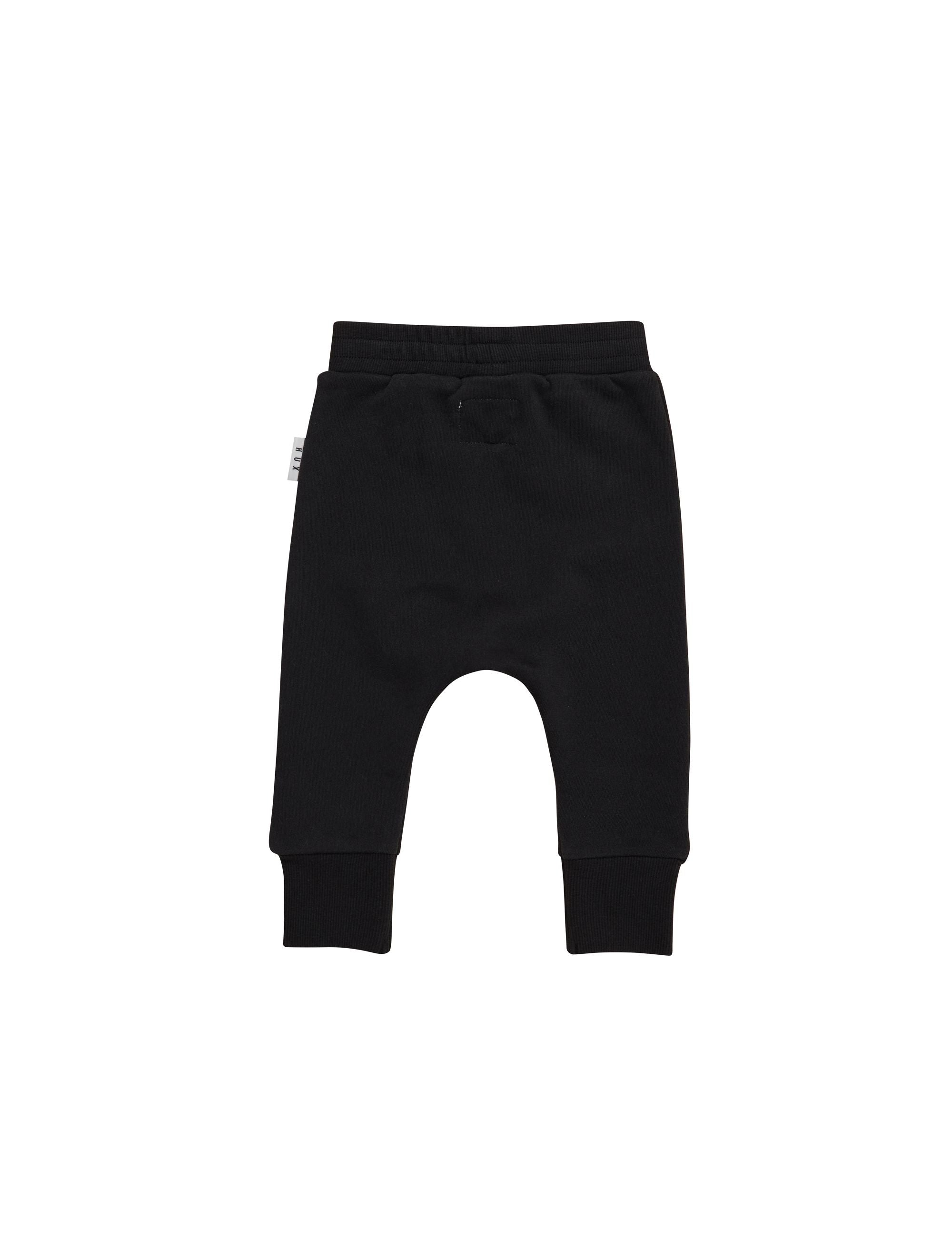 Huxbaby Boys Pants Black Fleece Drop Crotch Pant