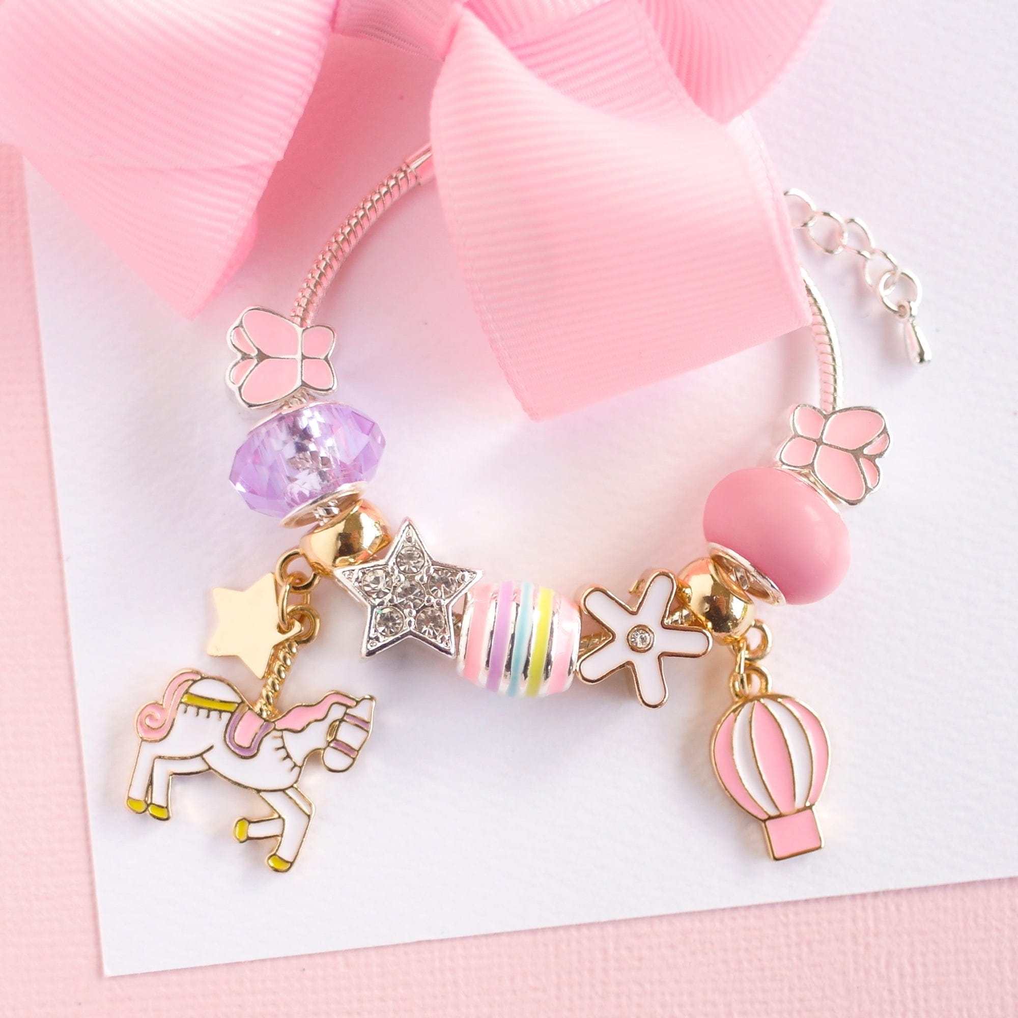 Lauren Hinkley Girls Accessory Pastel Funfair Unicorn Charm Bracelet