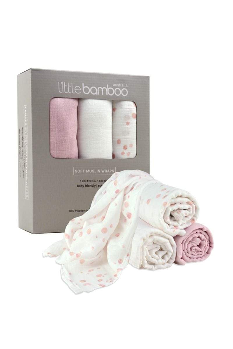 Little Bamboo Baby Accessory Little Bamboo Muslin Wrap 3Pk - Dusty Pink