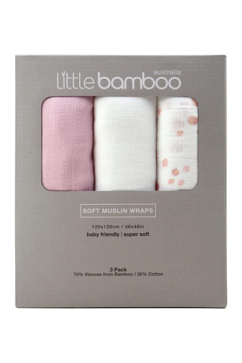 Little Bamboo Baby Accessory Little Bamboo Muslin Wrap 3Pk - Dusty Pink