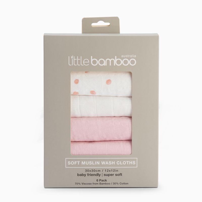 Little Bamboo Linen Bath Little Bamboo Muslin Washers 6 pack - Dusty Pink