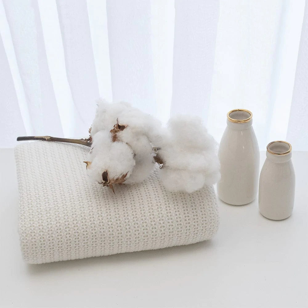 Living Textiles Accessory Blanket Natural White Organic Cellular Bassinet/ Cradle Blanket