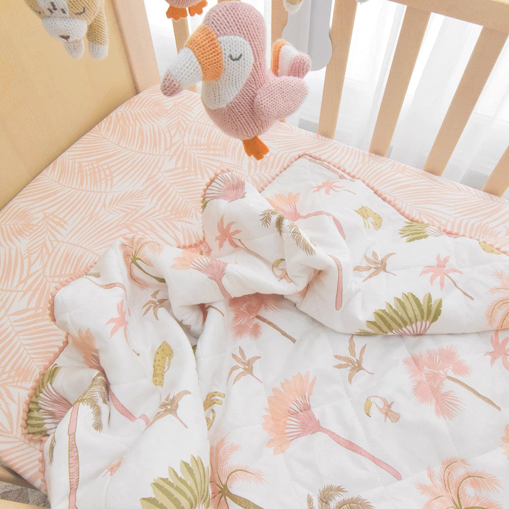Living Textiles Linen Blankets Quilted Reversible Cot Comforter - Tropical
