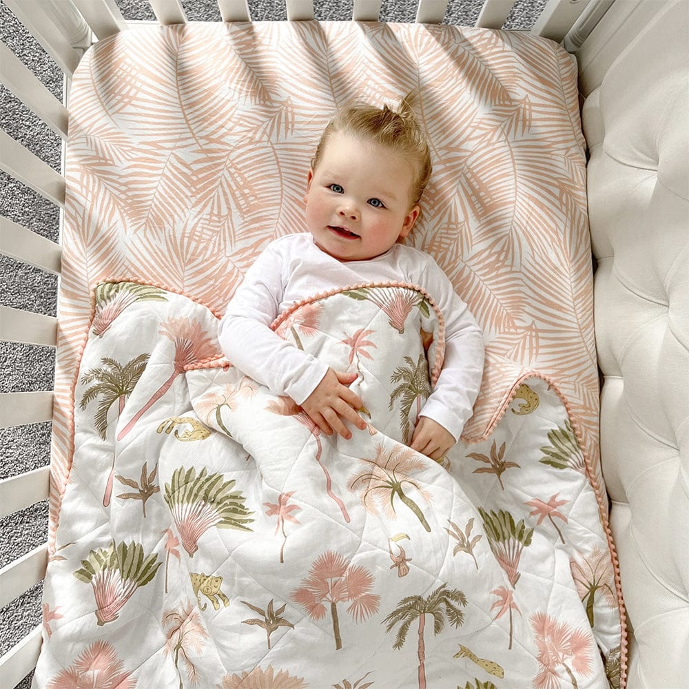 Living Textiles Linen Blankets Quilted Reversible Cot Comforter - Tropical
