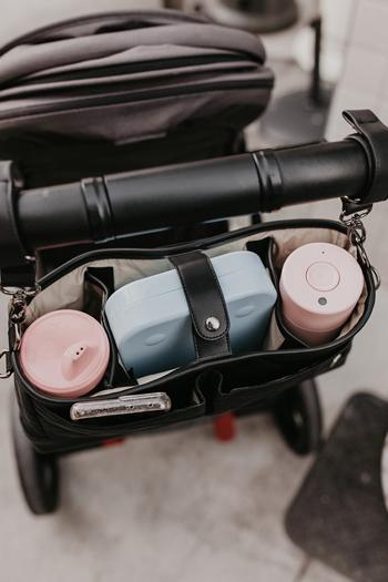 OiOi Baby Accessory Faux Leather Stroller Organiser / Pram Caddy - Black