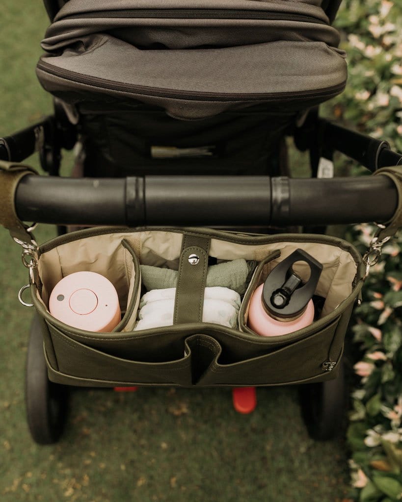 OiOi Baby Accessory Stroller Organiser / Pram Caddy - Olive
