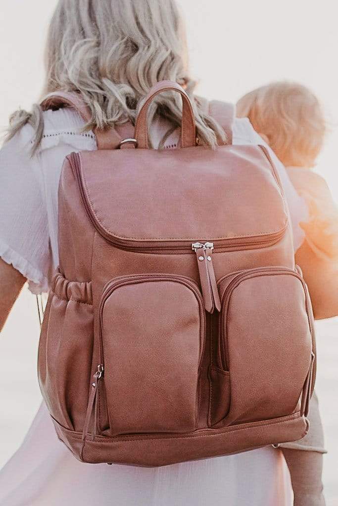 OiOi Faux Leather Nappy Backpack - Dusty Rose - Parnell Baby Boutique