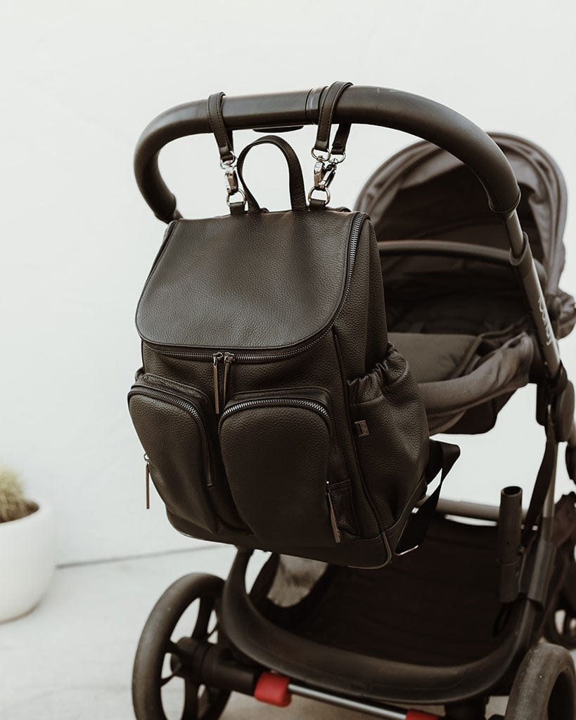 OiOi Baby Care Leather Nappy Backpack - Jet Black