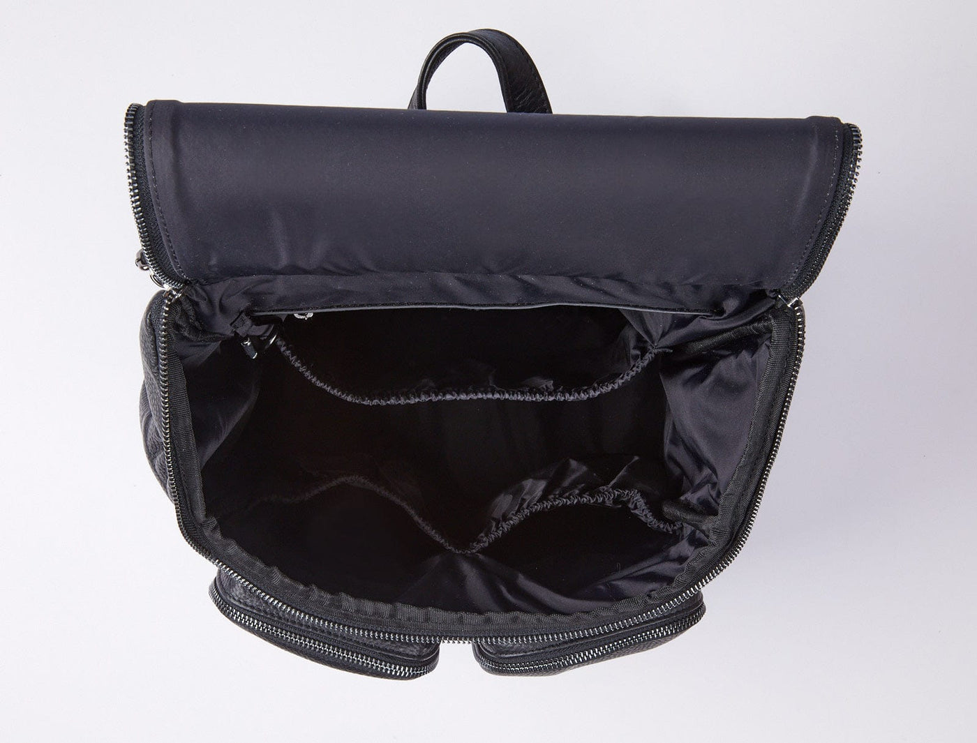 Leather Nappy Backpack Jet Black