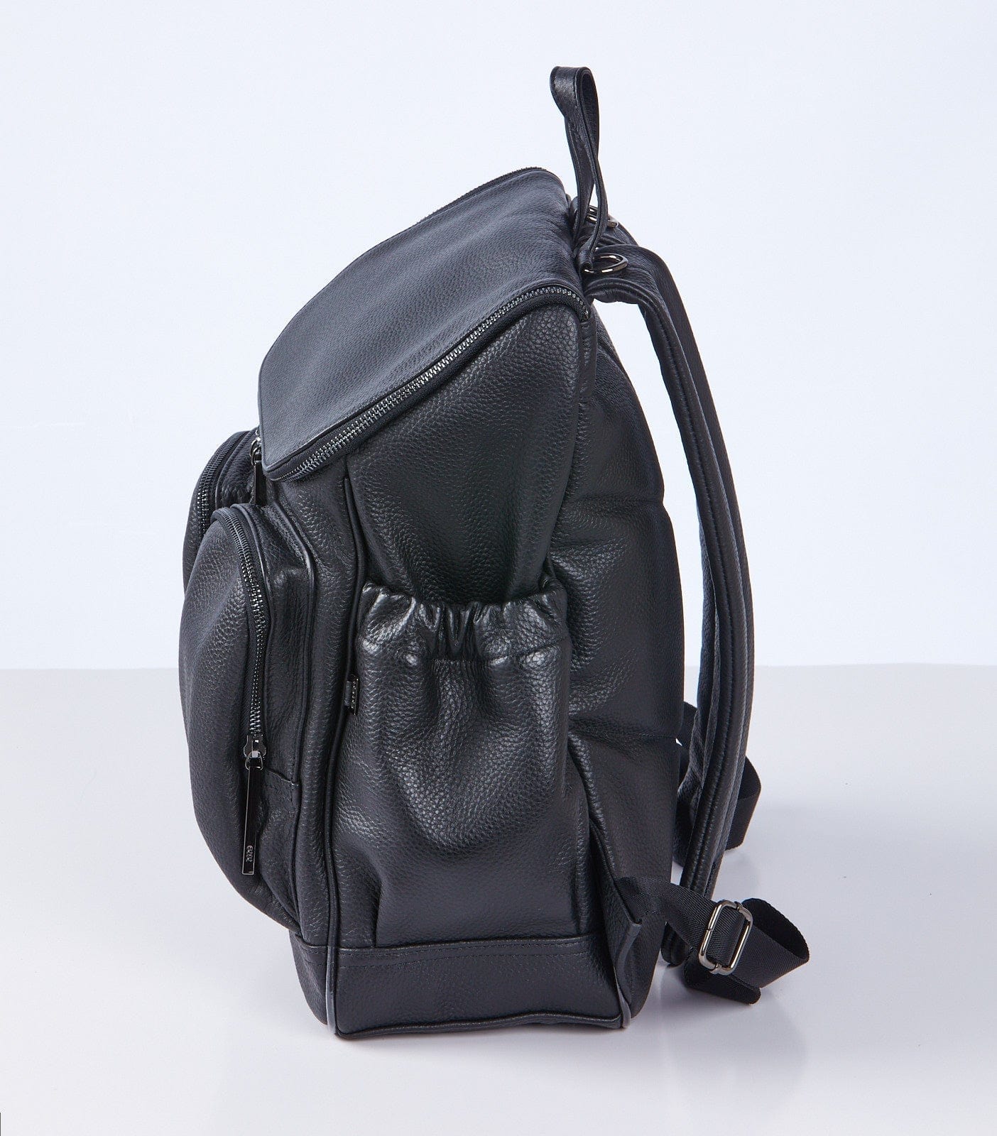 Black leather 2025 nappy backpack