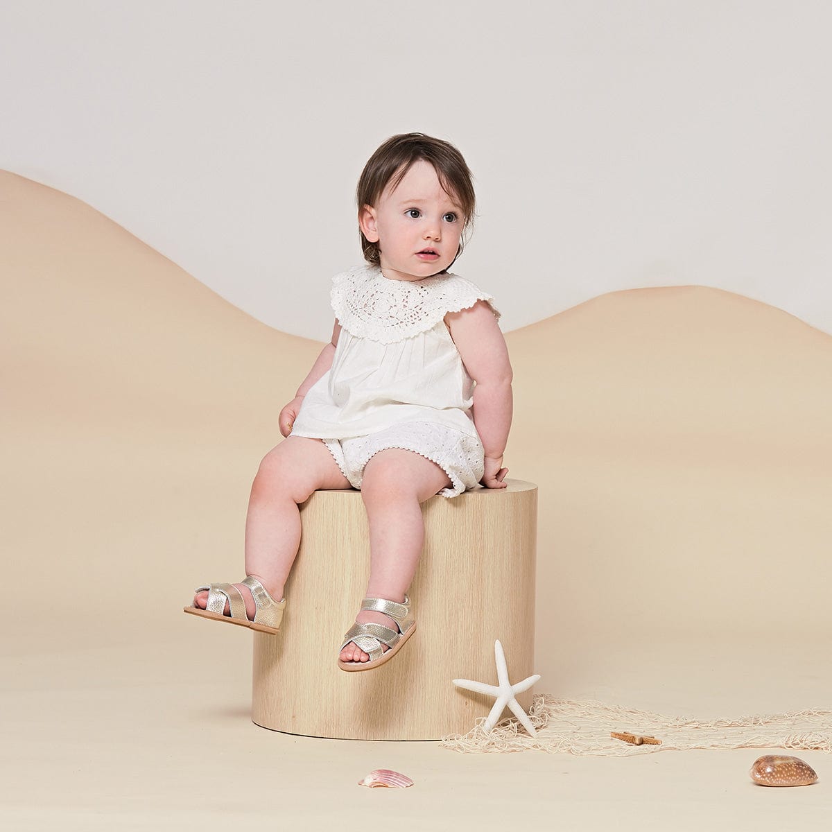 Pretty Brave Baby Shoes Criss-Cross Sandal in Gold