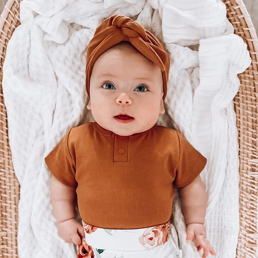 Snuggle Hunny Kids Accessory Hair Chestnut Ribbed Topknot