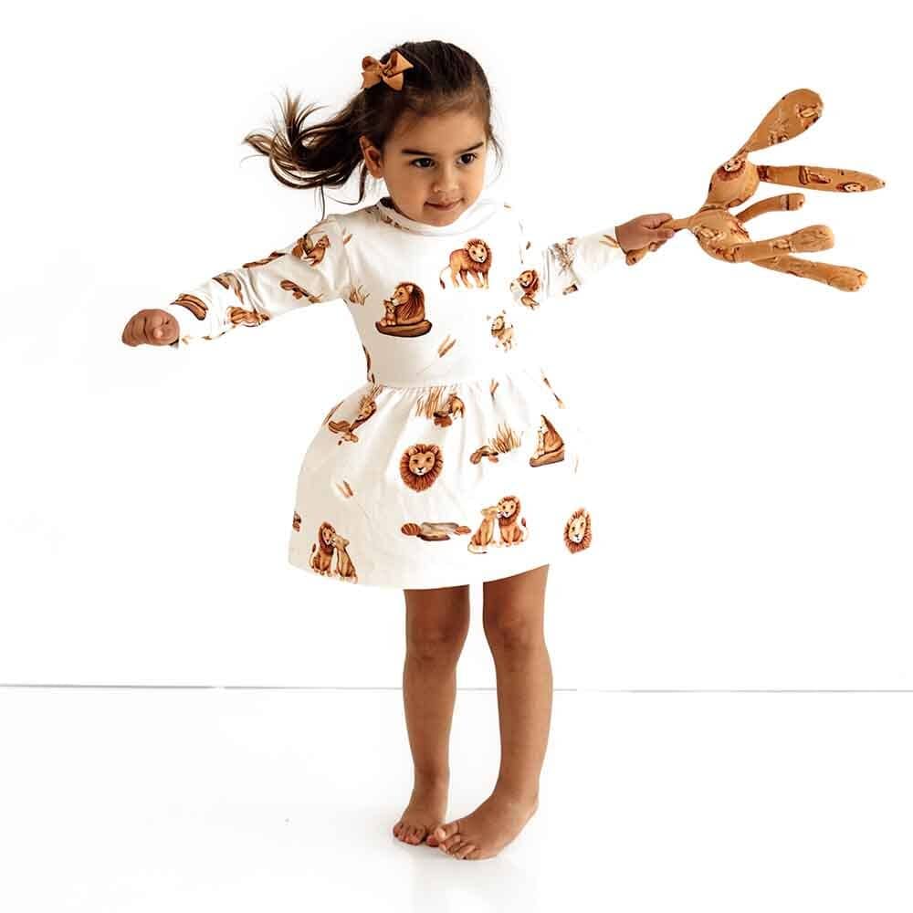 Snuggle Hunny Kids Girls Dress Lion Long Sleeve Organic Dress