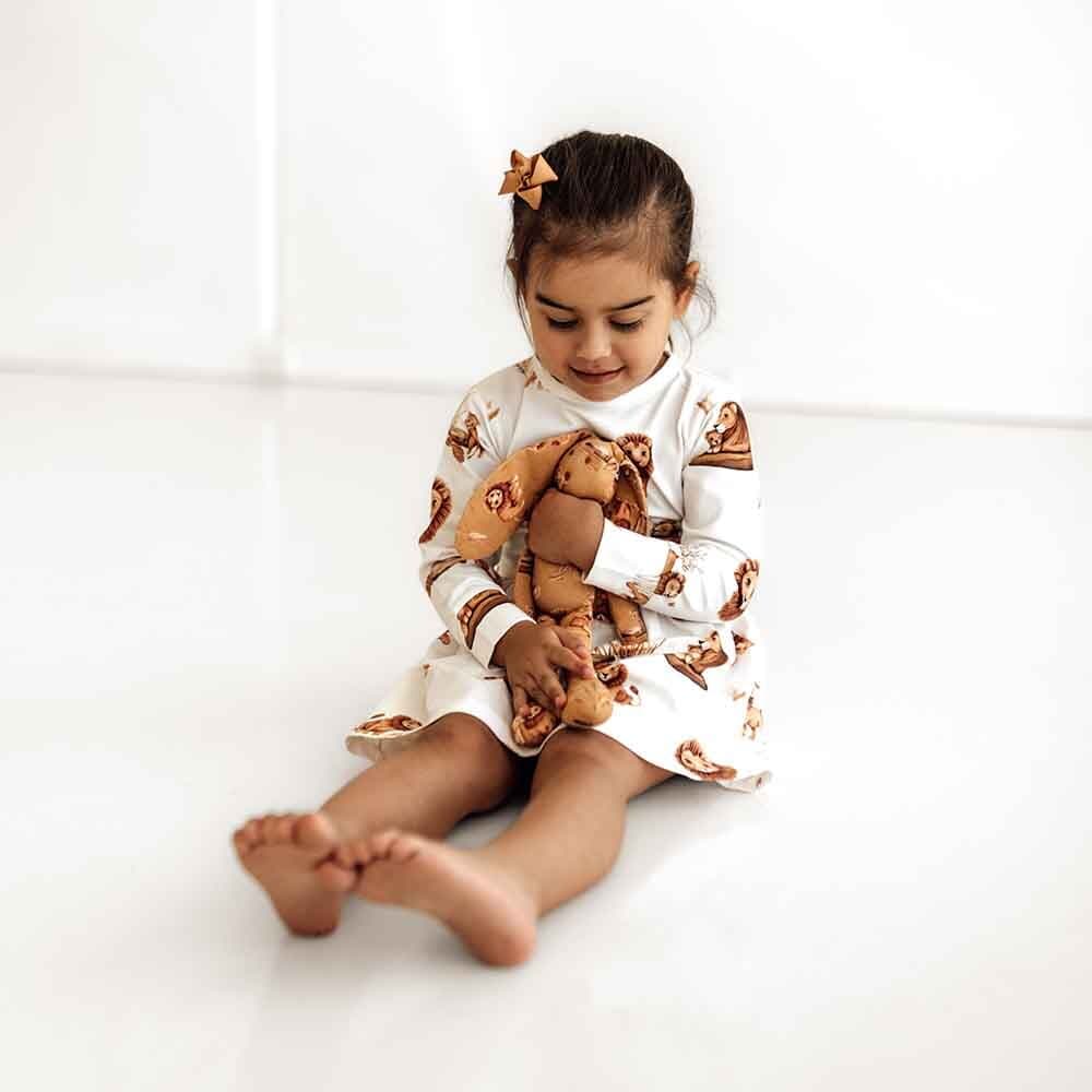 Snuggle Hunny Kids Girls Dress Lion Long Sleeve Organic Dress