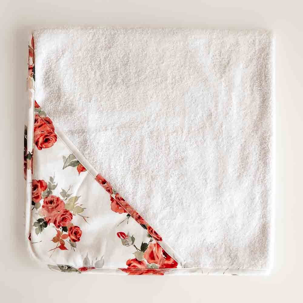 Snuggle Hunny Kids Linen Bath Rosebud Organic Hooded Baby Towel