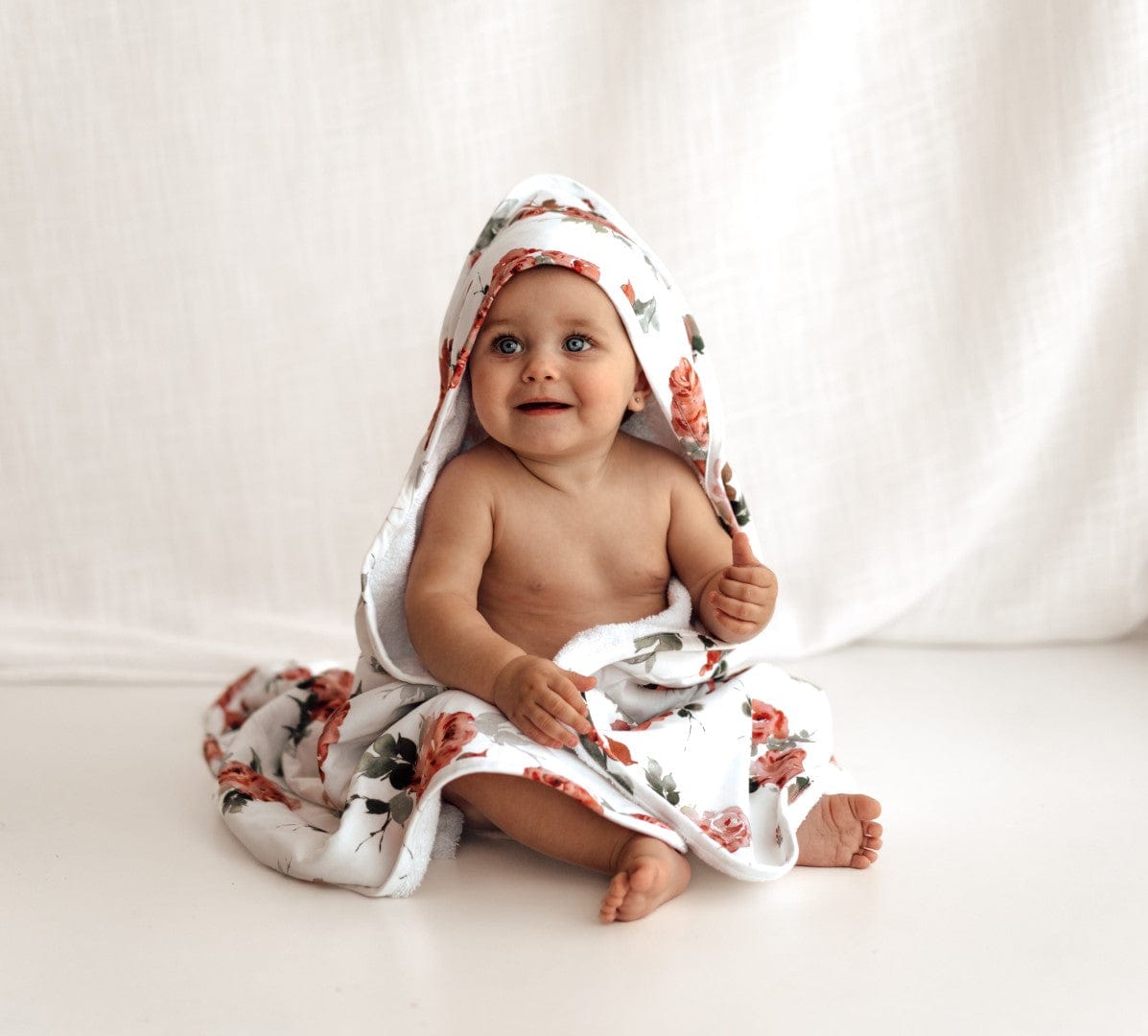 Snuggle Hunny Kids Linen Bath Rosebud Organic Hooded Baby Towel
