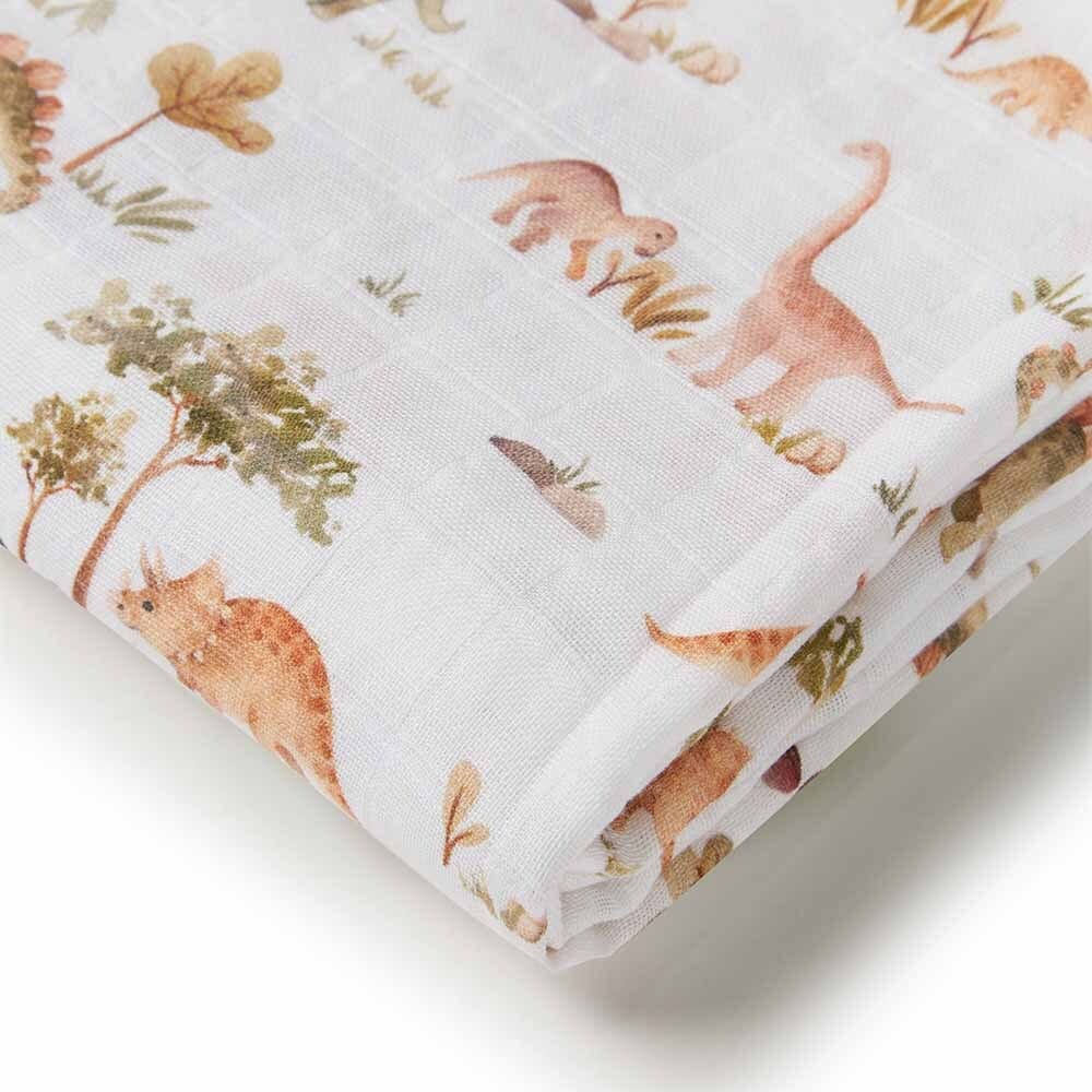 Snuggle Hunny Kids Linen Sheets Dino Organic Muslin Wrap - Dino