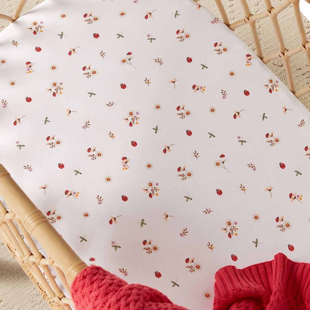 Snuggle Hunny Kids Linen Sheets Ladybug Organic Bassinet Sheet / Change Pad Cover