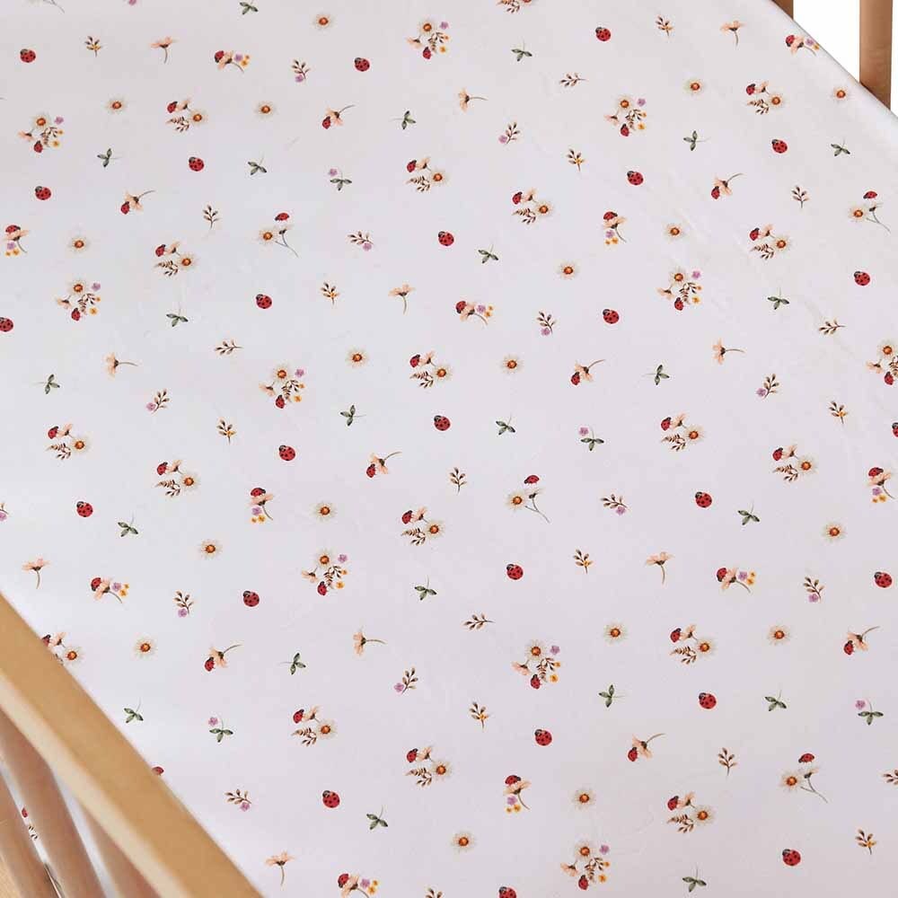 Snuggle Hunny Kids Linen Sheets Ladybug Organic Fitted Cot Sheet