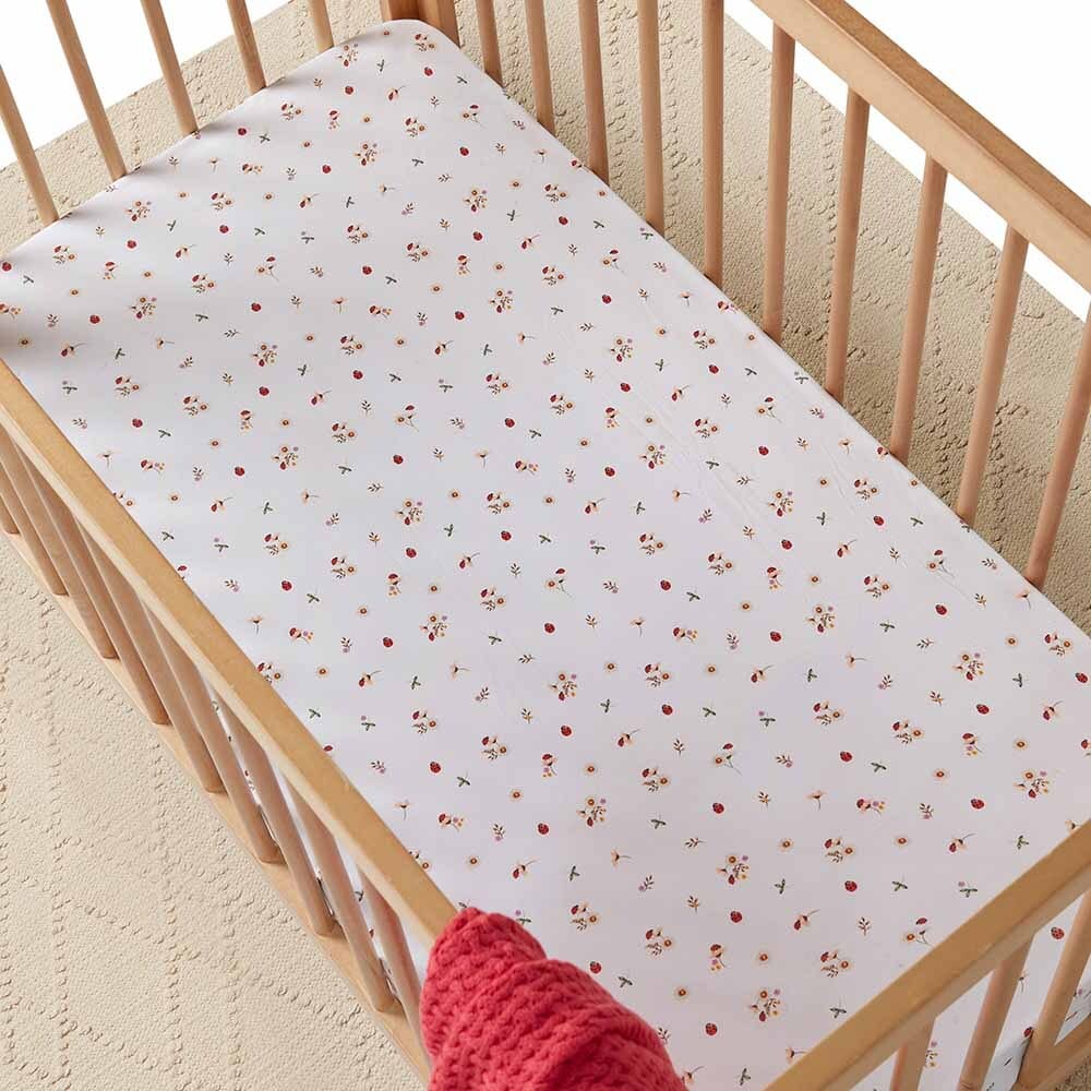 Snuggle Hunny Kids Linen Sheets Ladybug Organic Fitted Cot Sheet