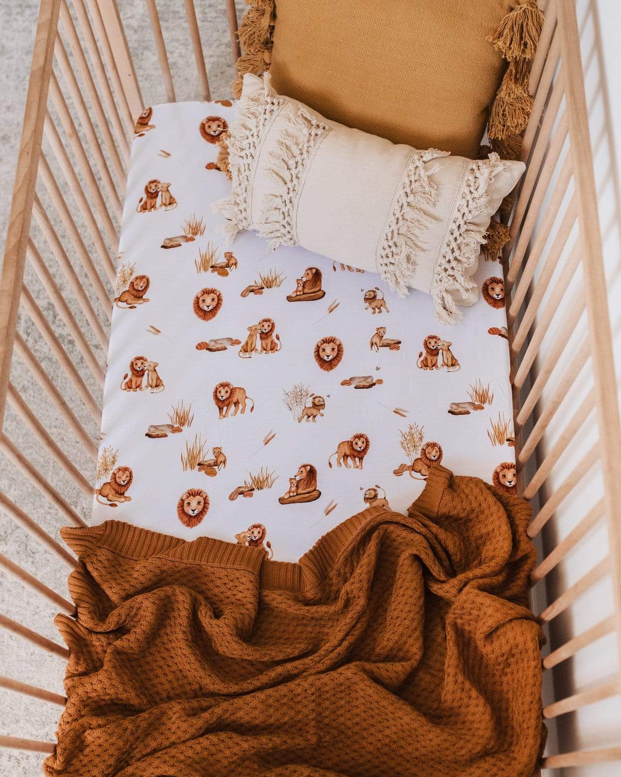 Snuggle Hunny Kids Linen Sheets Lion New Collection Snuggle Hunny Organic Fitted Cot Sheet