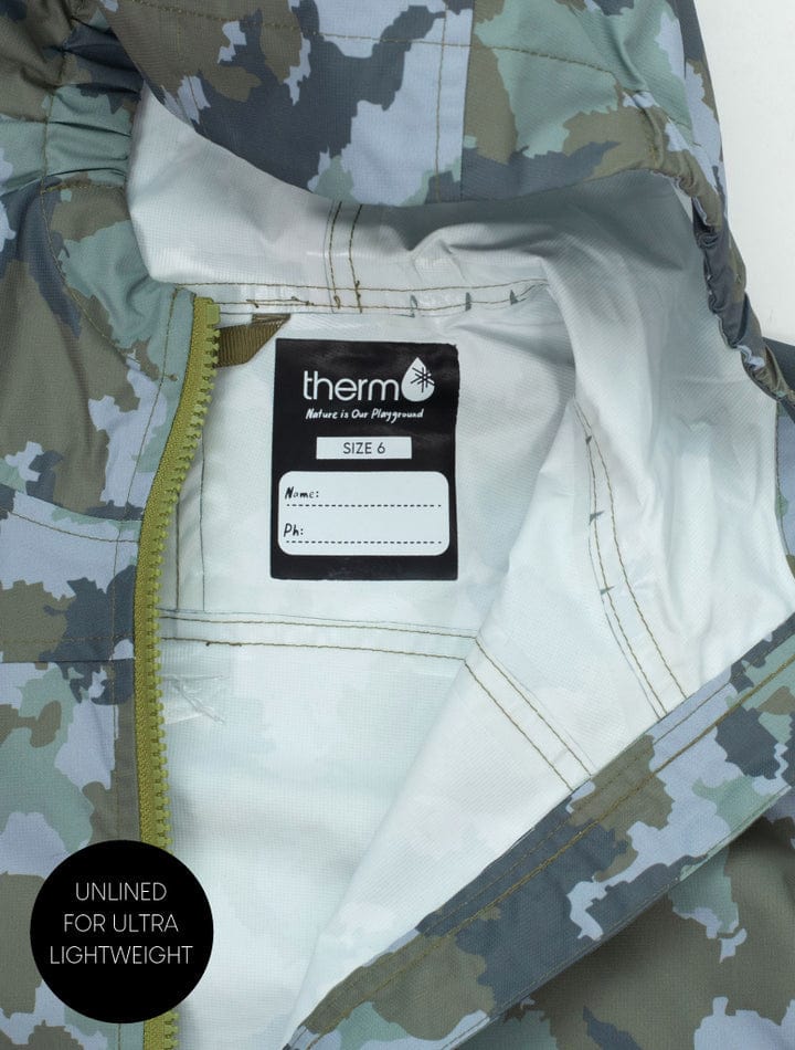 Therm Boys Jacket 10K Packaway Rainshell - Camo