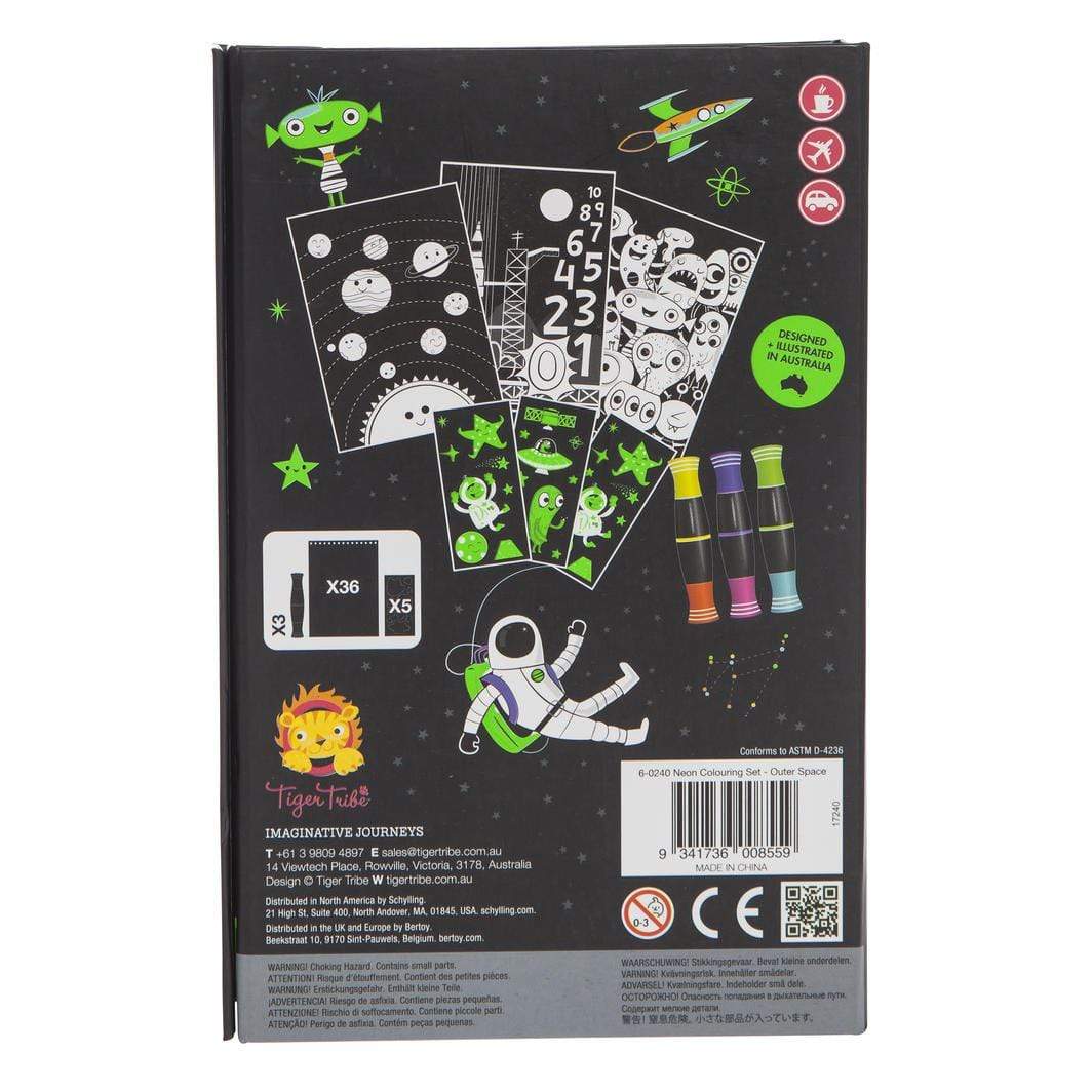 Tiger Tribe Gift Stationery Neon Colouring Set - Space