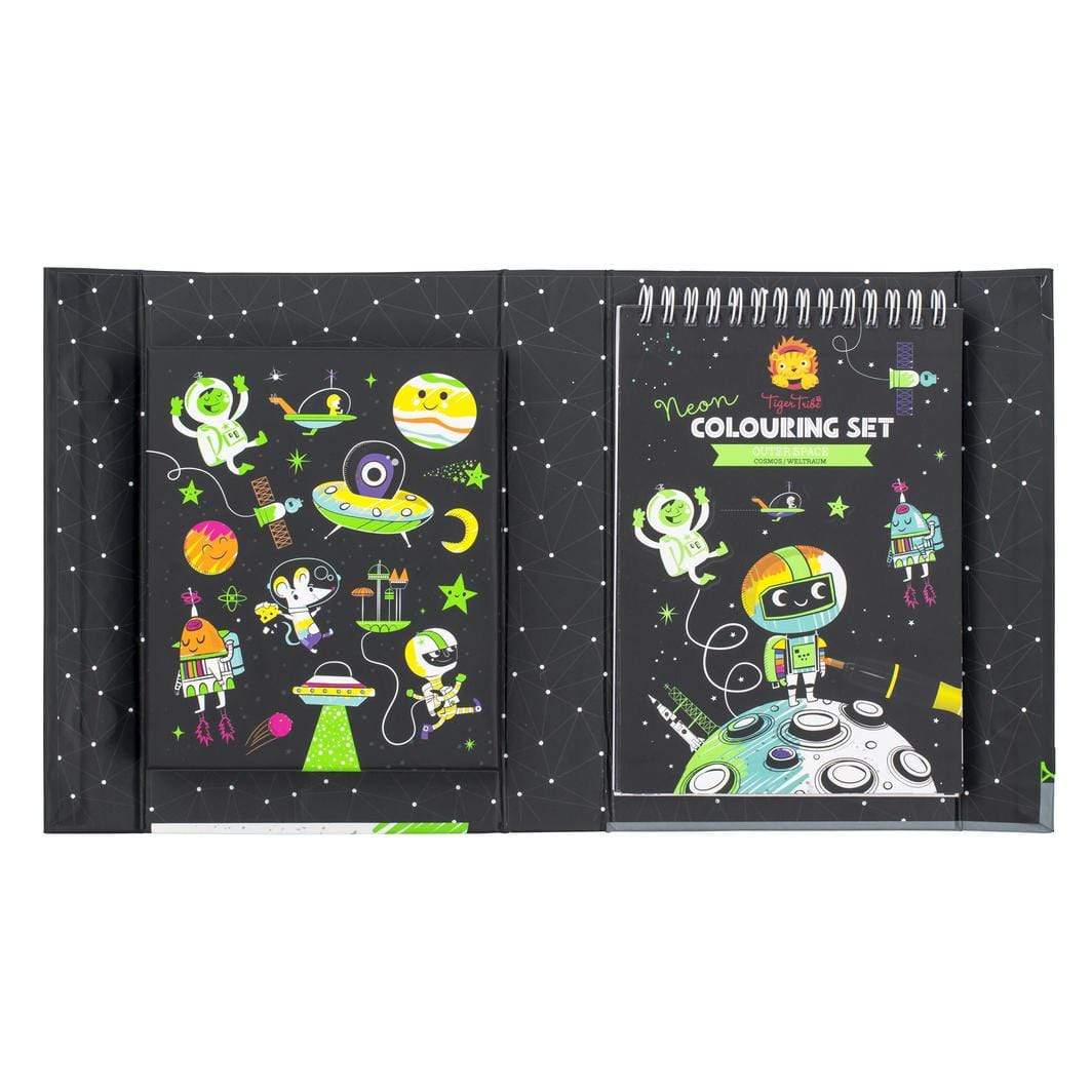 Tiger Tribe Gift Stationery Neon Colouring Set - Space