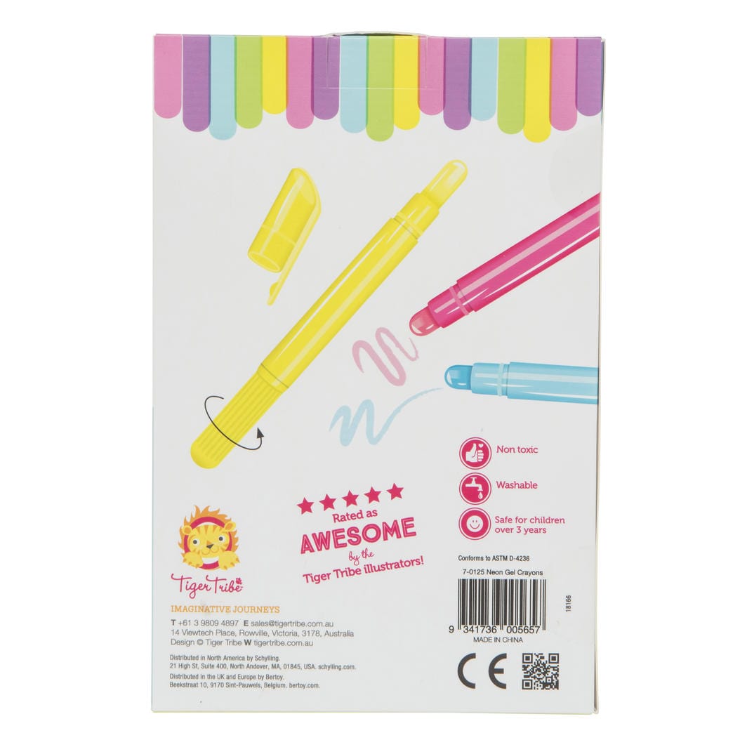 Tiger Tribe Gift Stationery Neon Gel Crayons