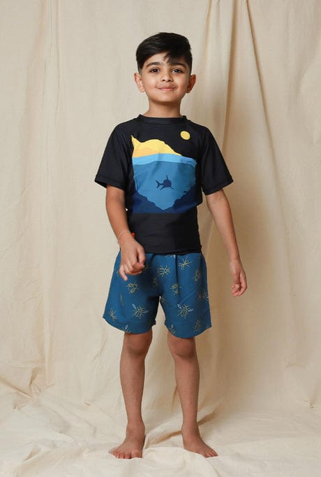 Tiny Tribe Boys Swimwear Ocean Scene Short Sleeve Rashshirt