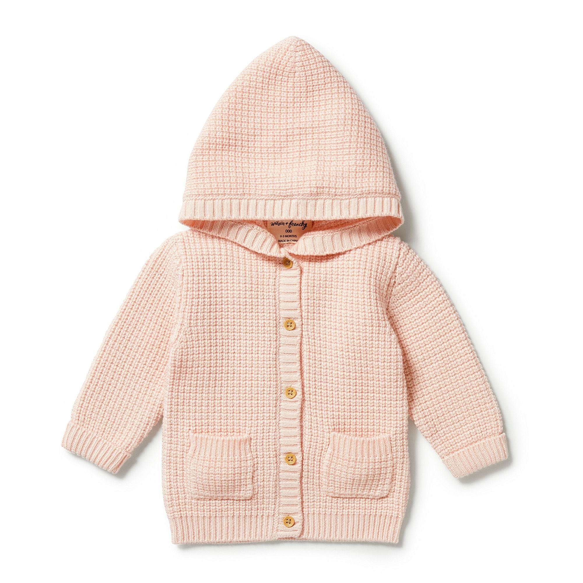 Wilson & Frenchy Girls Jacket Knitted Button Jacket - Blush